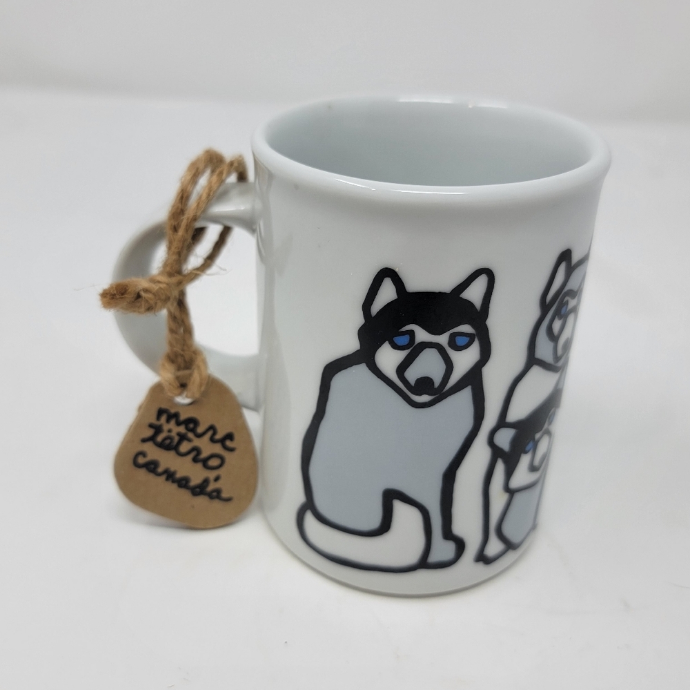 New Marc Tetro Blue Eyed Siberian Husky Sled Dogs Coffee Mug 10oz White Canada